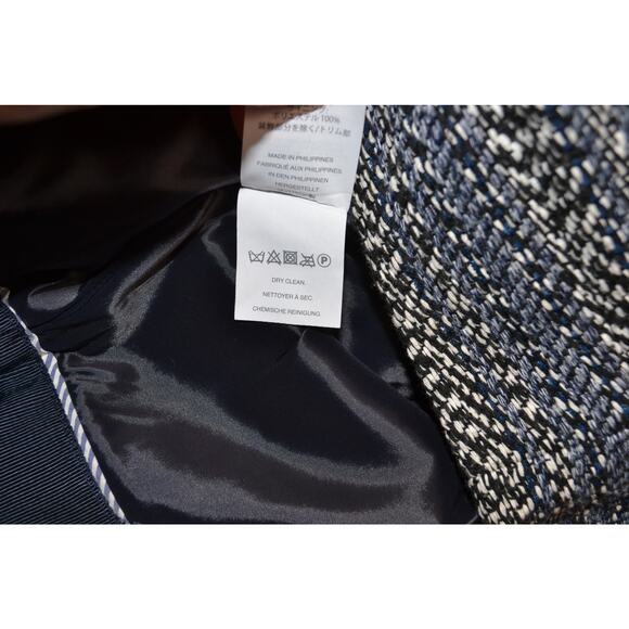 J. Crew Blue Black White Textured Tweed Lined Mini Skirt Raw Fringe Hem 12P - Picture 5 of 8